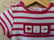 Load image into Gallery viewer, Mousaillon Pink Stripe Romper 12 Months
