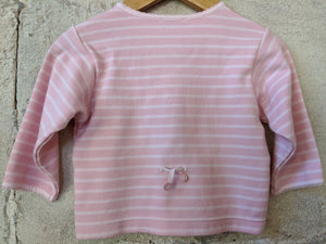 Jacadi Pink Striped Cardigan with Daisy Poppers - 6 Months