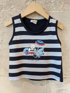 Cute Seaside Teddy Bear Navy T Shirt - 18 Months