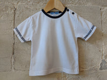 Load image into Gallery viewer, Classic White T with Navy Buttons 12 Months
