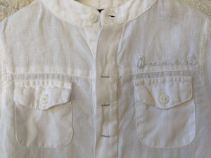 Gorgeous White Linen Grandad Collar Shirt - 12 Months