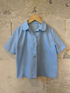 Vintage Handmade Blue Blouse Girl's School Shirt
