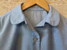 Load image into Gallery viewer, Pretty Peter Pan Collar Vintage Girl&#39;s Blouse Blue Age 8
