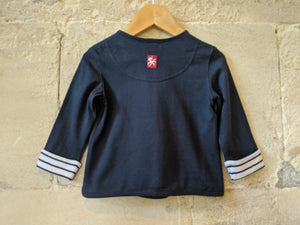 Beautiful French Navy Cardigan with Stripes - 12 Months