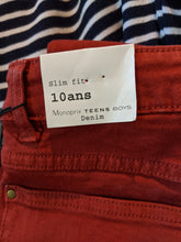 Load image into Gallery viewer, Monoprix Slim Fit Rust Denim Jeans NEW - 10 Years
