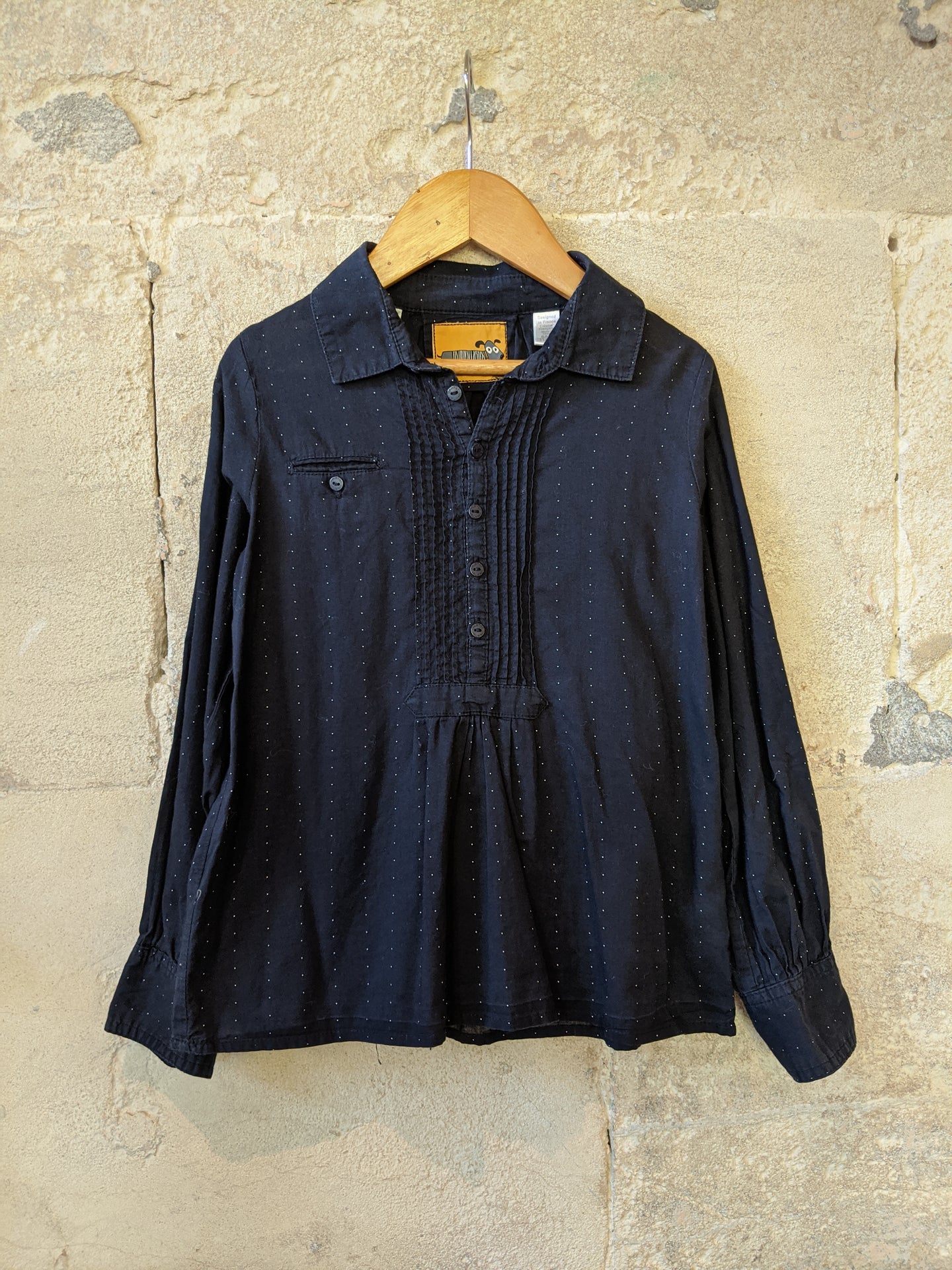 Lovely French Pencil Dot Navy Tunic with Super Cute Buttons - 6 Years