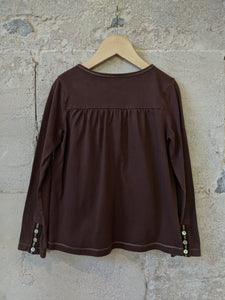 Great Chocolate Brown Soft Cotton Sparkly Top - 6 Years