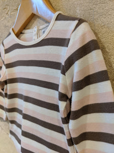 Wide Striped Dusky Pink & Brown French Top - 12 Months