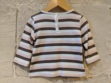 Load image into Gallery viewer, Wide Striped Dusky Pink &amp; Brown French Top - 12 Months
