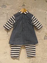 Load image into Gallery viewer, Fabulous Snuggly Breton Striped Romper-Dress in One - 6 Months
