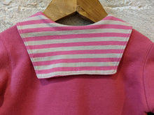 Load image into Gallery viewer, Fleecy Soft Pink Jacket with Candy Striped Nautical Collar - 12 Months
