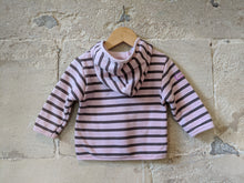 Load image into Gallery viewer, Breton Striped Moussaillon Cosy Hooded Cardigan - 12 Months
