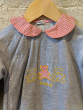 Load image into Gallery viewer, Beautiful Gingham Bear Soft French Grey Vintage Sleepsuit - 12 Months
