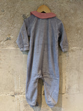 Load image into Gallery viewer, Beautiful Gingham Bear Soft French Grey Vintage Sleepsuit - 12 Months
