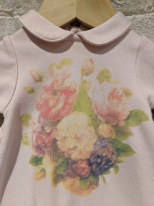 Gorgeous Soft French Floral Sleepsuit with Ruffles - Newborn