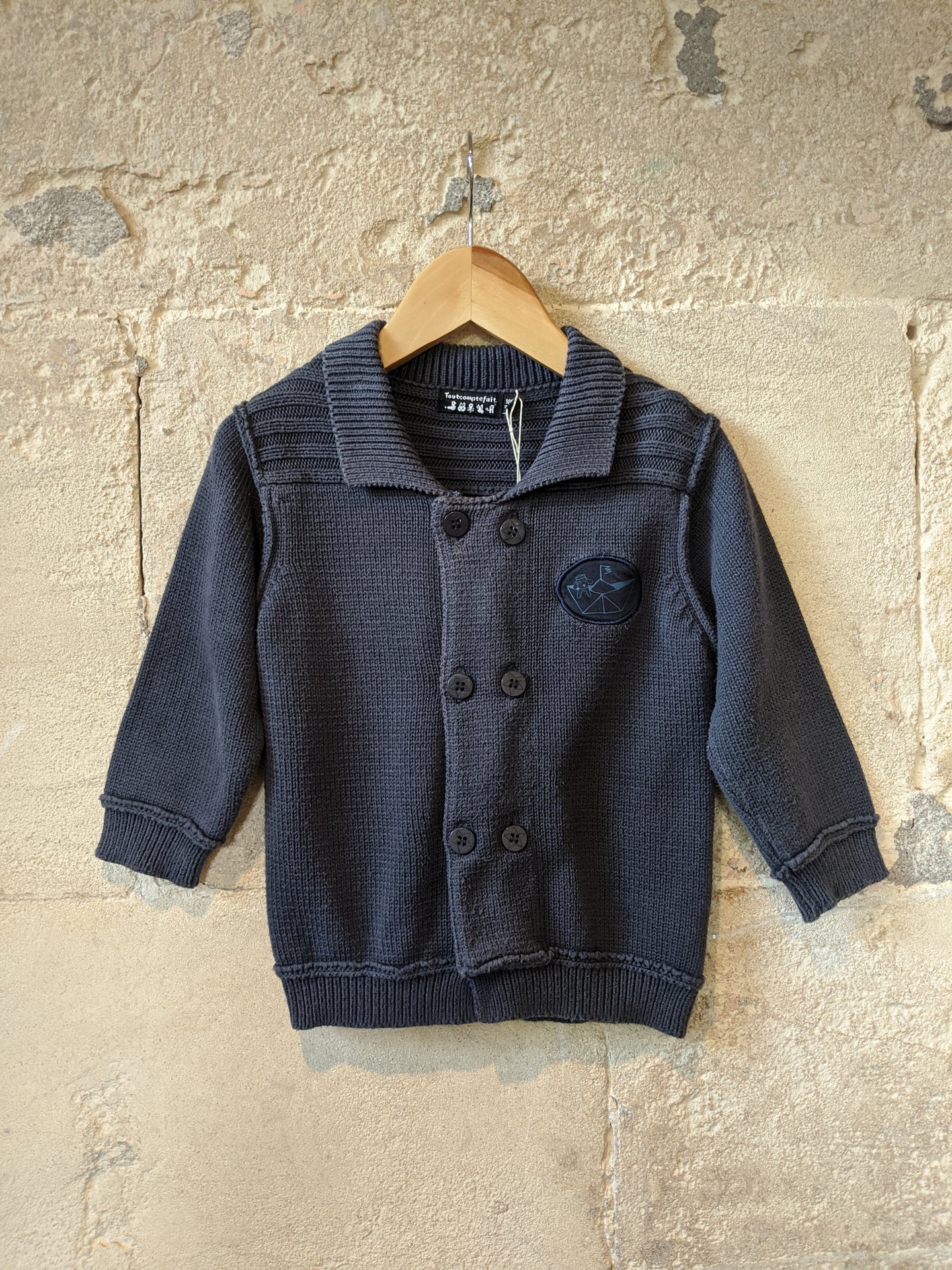 Chunky Knit French Navy Cardigan - 18 Months