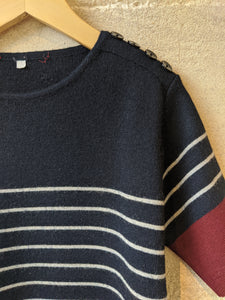 French Vintage Merino Wool Striped Jumper - 9 Years