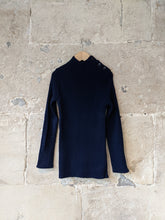 Load image into Gallery viewer, French Vintage Navy Rib Knit Sweater - 9 Years

