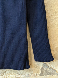 French Vintage Navy Rib Knit Sweater - 9 Years