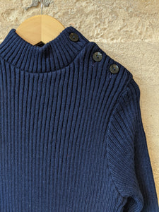 French Vintage Navy Rib Knit Sweater - 9 Years