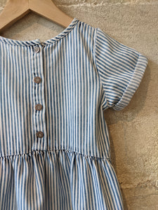 Wonderful Hickory Striped Soft Denim Dress - 4 Years
