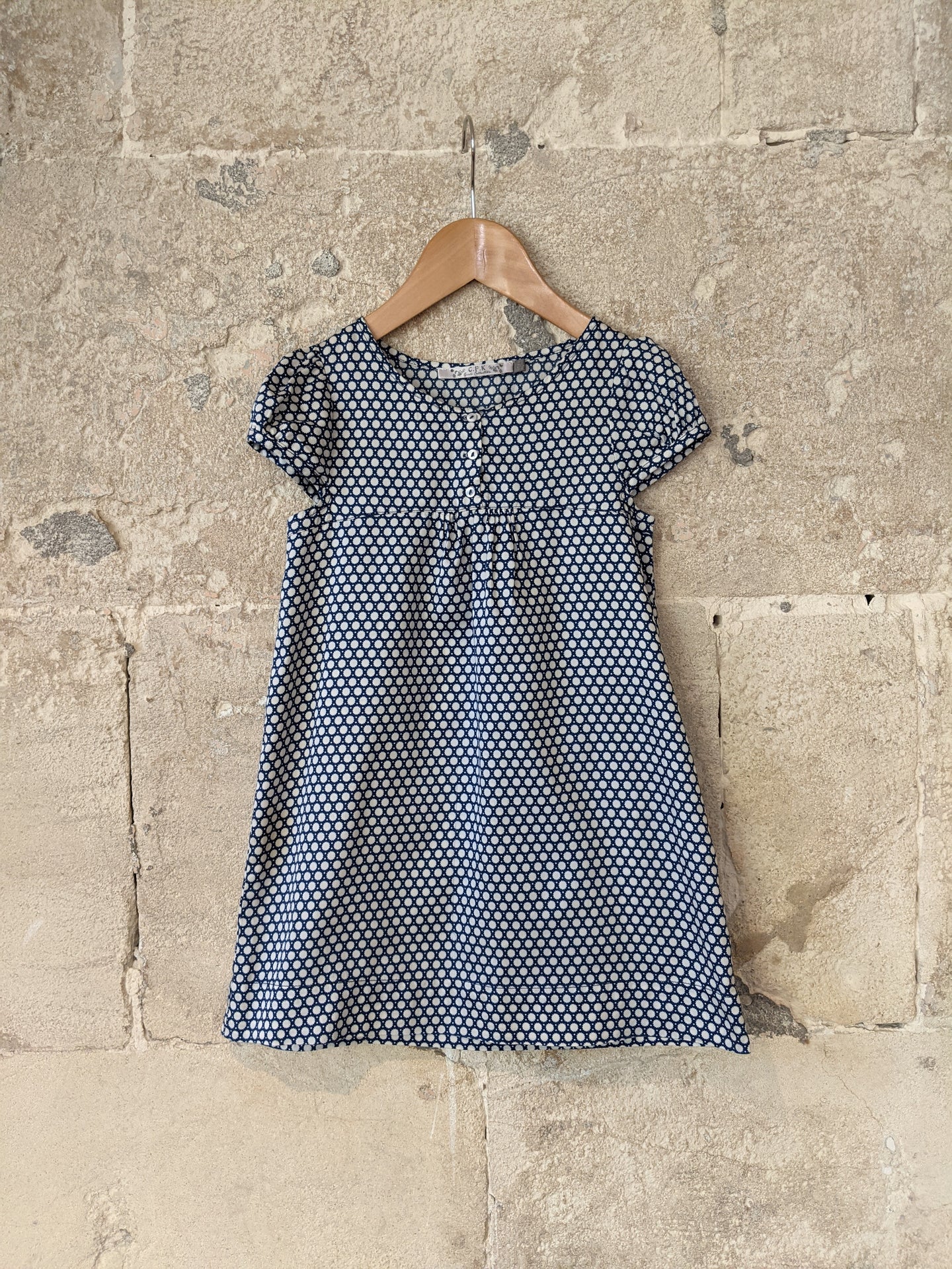 French Silky Cotton Geo Print Summer Dress - 5 Years