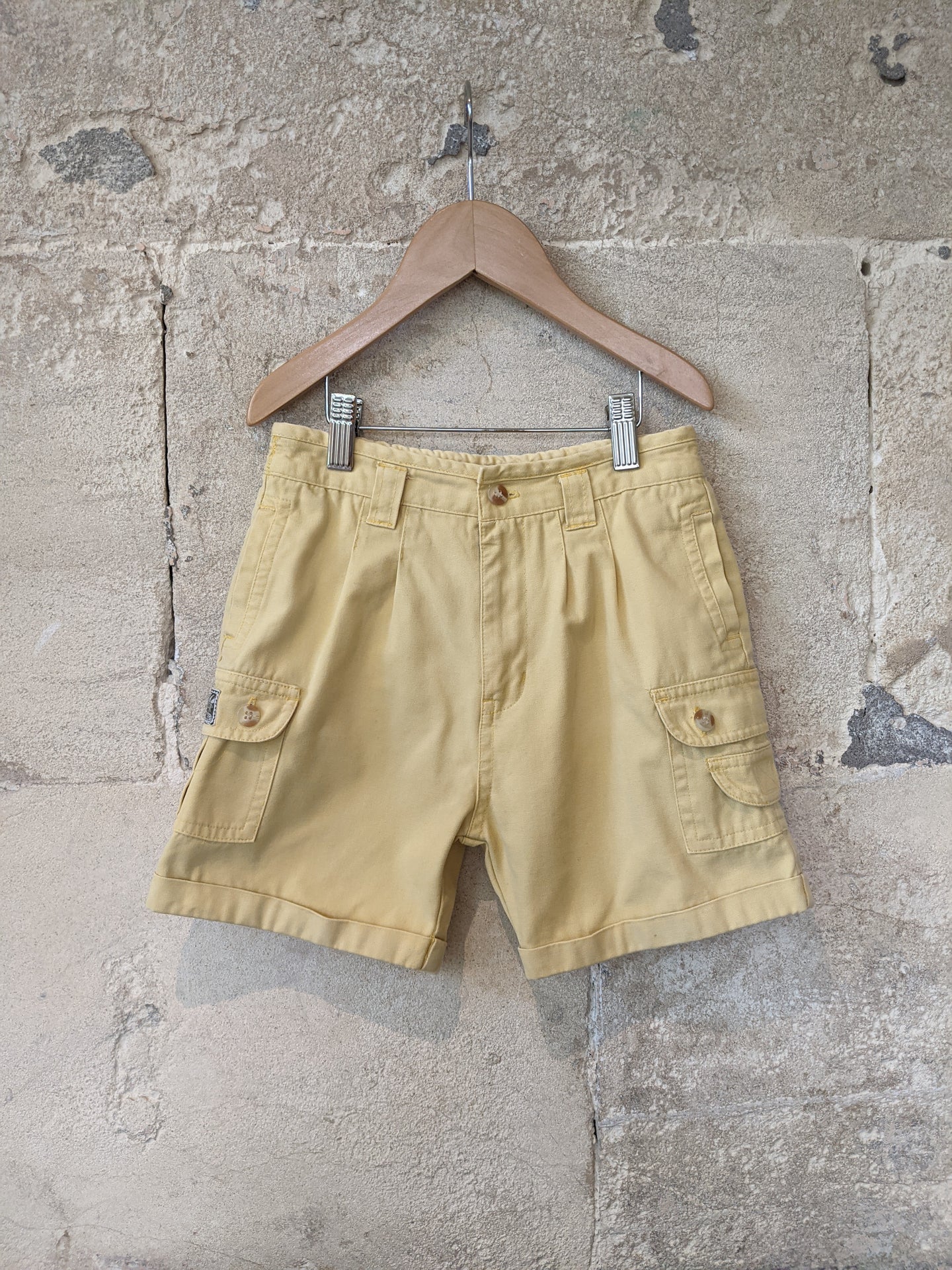 Fabulous Vintage  Yellow Utility Cotton Shorts - 6 Years