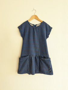 Retro Print Dropped Waist Dress with Oversized Pockets - 8 Years