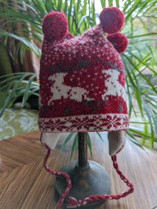 Fleecy Soft Fairilse Reindeer Pom Pom Hat - 3 Years