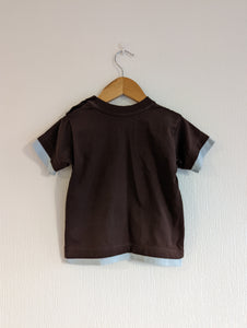 Chocolate Brown & Sky Blue T Shirt - 2 Years