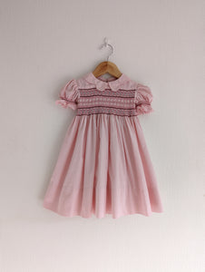 Pretty Pink 1960s Handmade Smocked Dress - 2 Years