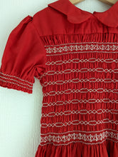 Load image into Gallery viewer, Wonderful Handmade Red Smocked Dress - 6 Years

