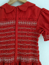 Load image into Gallery viewer, Wonderful Handmade Red Smocked Dress - 6 Years
