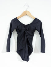 Load image into Gallery viewer, 1st Position Ruched Front Black Leotard - Size 0 / 5-6 Years
