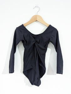 1st Position Ruched Front Black Leotard - Size 0 / 5-6 Years
