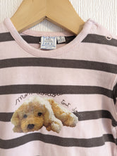 Load image into Gallery viewer, Pink &amp; Chocolate Striped Puppy Top - 6 Months
