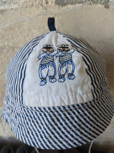 Fabulous French Antique Cotton Summer Sailor Hat 3 Months