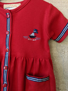 Beautiful Vintage Red Sail Boat Dress - 12 Months