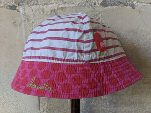 Preloved Baby Summer Sun Hat Pink Stripes Cute Animals DPAM 2 Years