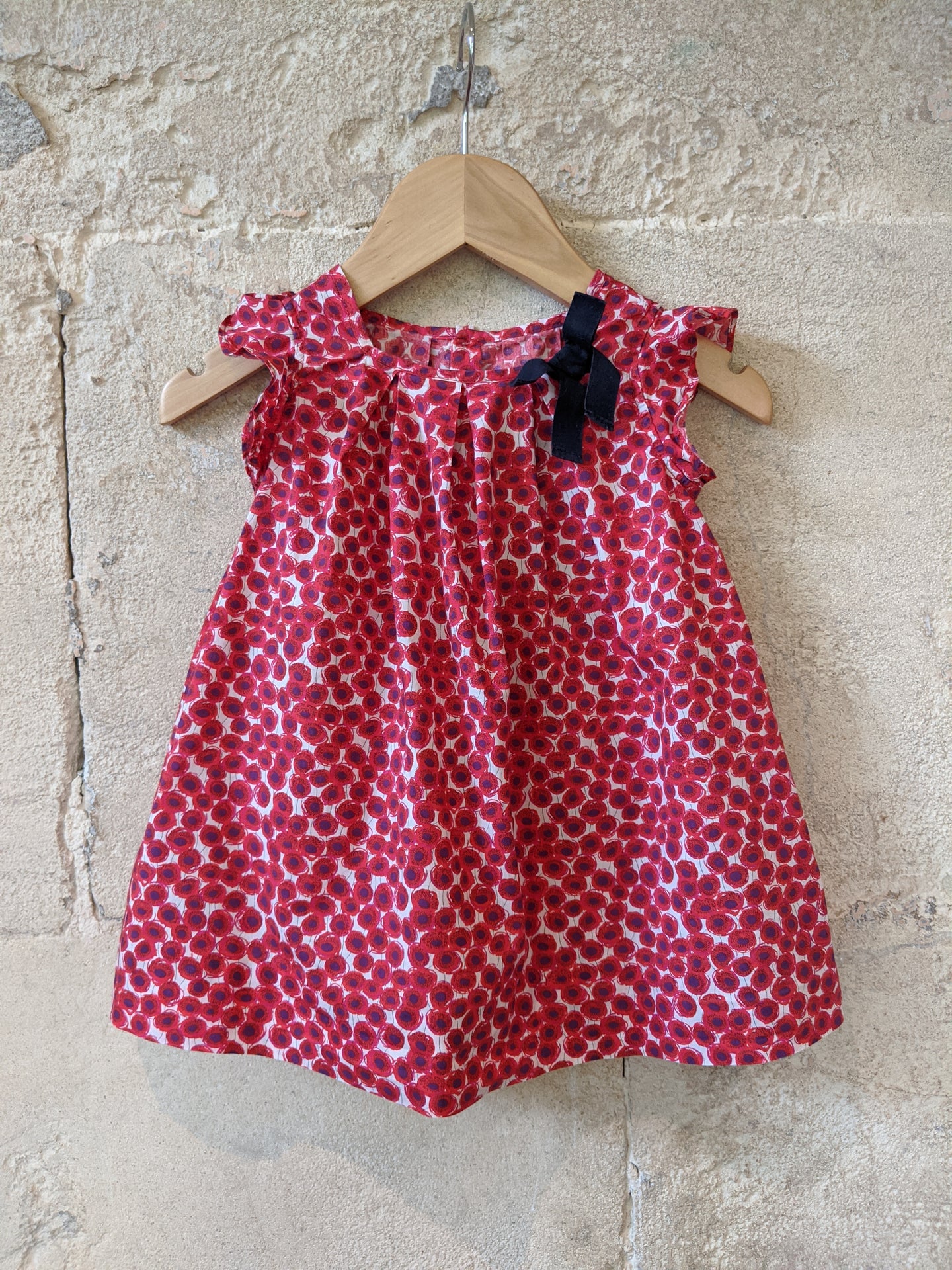 Beautiful Poppy Print Jacadi Dress - 6 Months