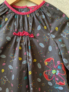 Pretty embroidered flower peacock print French baby girl's tunic 12-18 Months