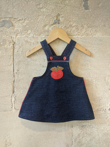 Retro Cool Baby Pinafore Denim Style Dress Apple