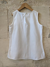 Load image into Gallery viewer, White Linen French Preloved Tunic with Sparkly Beads Hem 12 Years
